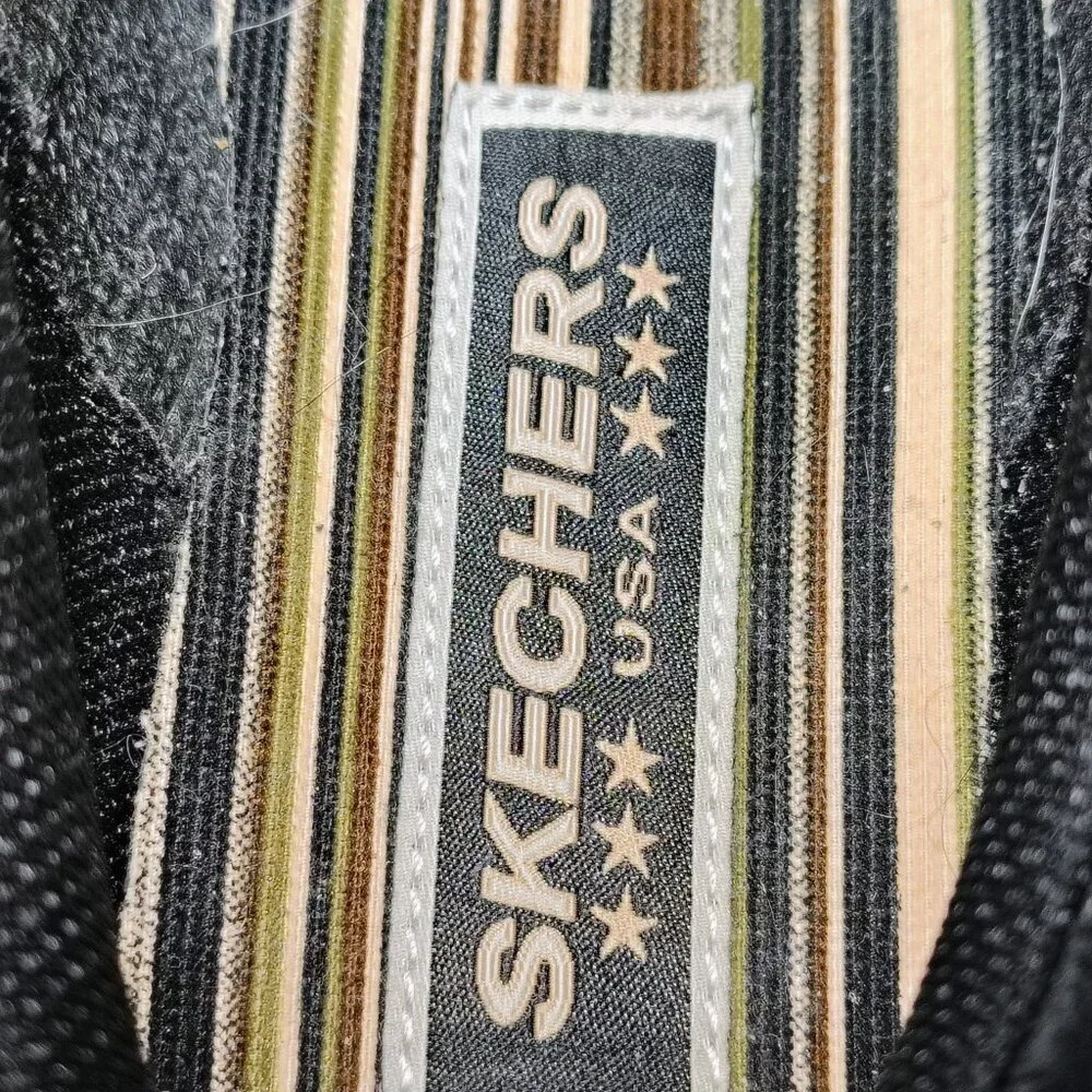 Skechers Women's 5.5 Casual Lace Up Sneakers Black Leather Beige - Picture 8 of 8